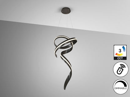 Lámpara de techo Amara vertical negro mate Schuller, diseño moderno con iluminación LED, ideal para comedor y salón, fabricada en acero y aluminio.