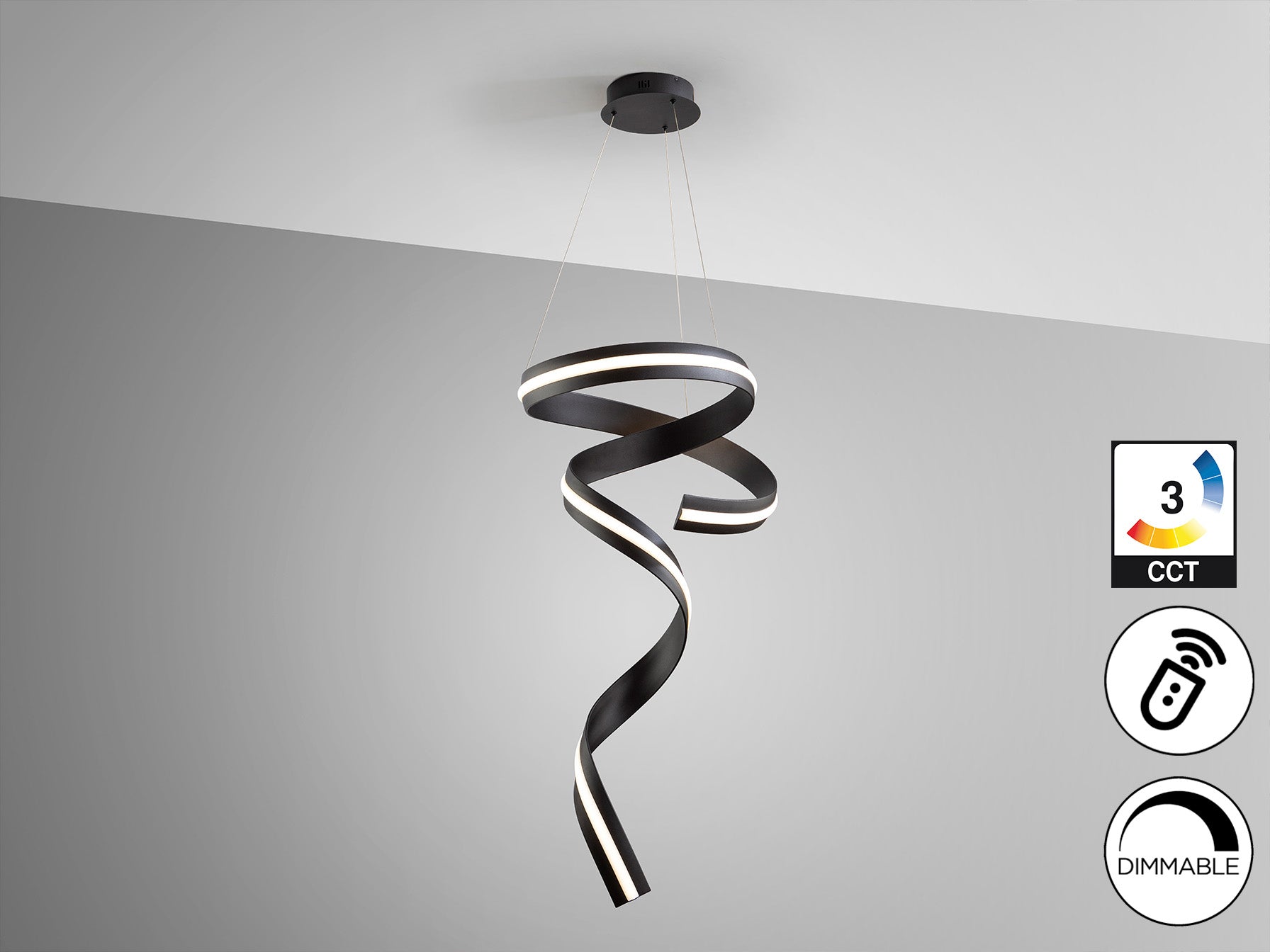 Lámpara de techo Amara vertical negro mate Schuller con iluminación LED, diseño moderno para comedor y salón.