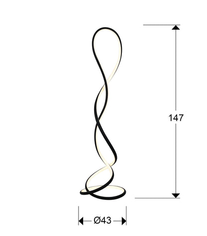 Medidas de Lámpara de pie Evania negro mate Schuller 227766, diseño minimalista moderno con LED integrado y función dimmable para salón.