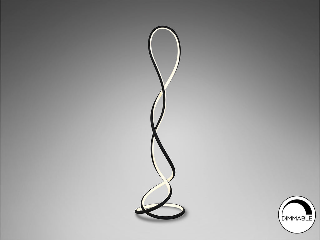 Lámpara de pie Evania negro mate Schuller con LED integrado y dimmable, diseño minimalista moderno.