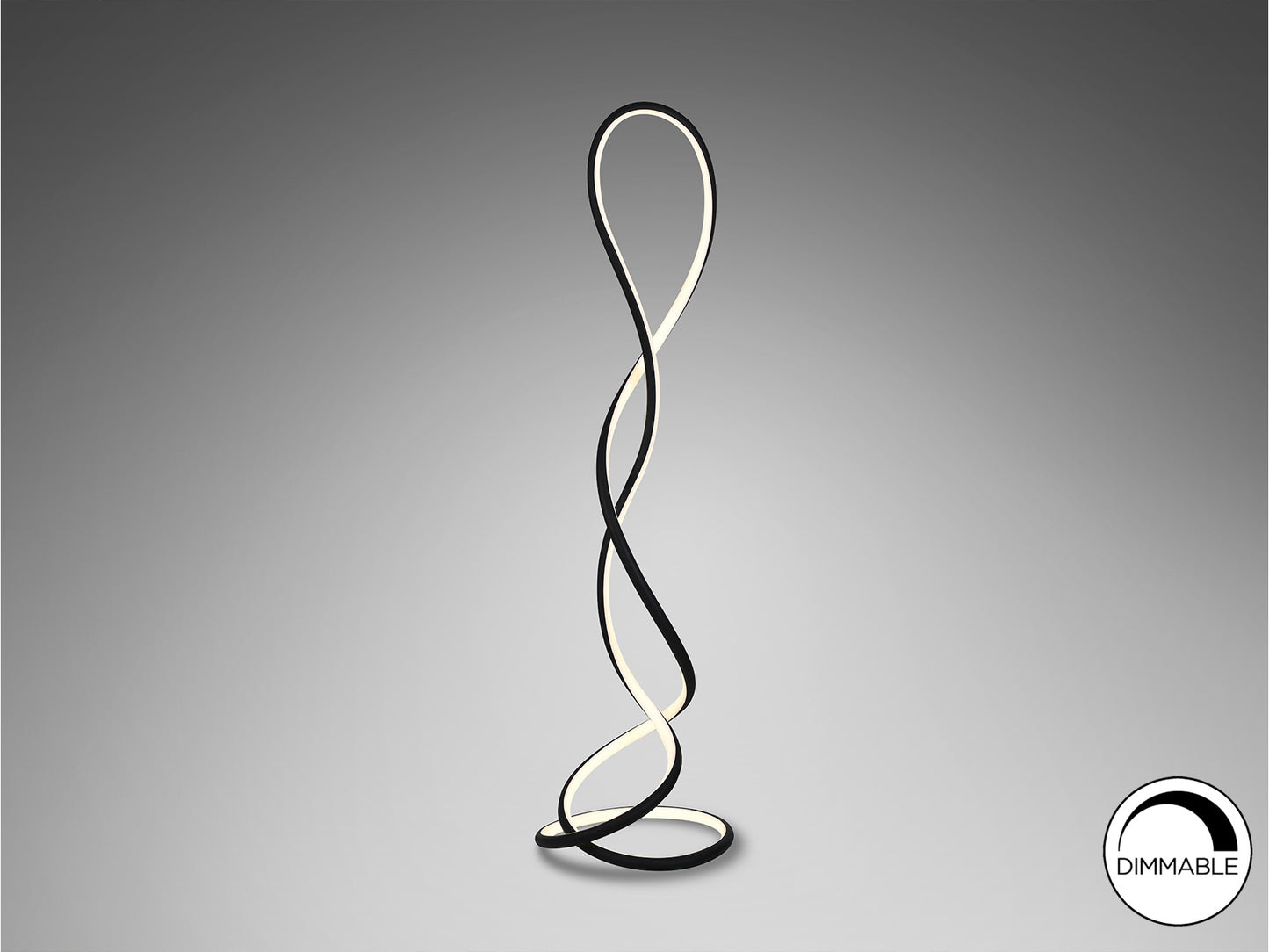 Lámpara de pie Evania negro mate Schuller con LED integrado y dimmable, diseño minimalista moderno.