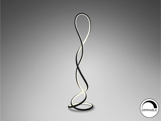 Lámpara de pie Evania negro mate Schuller con LED integrado y dimmable, diseño minimalista moderno.