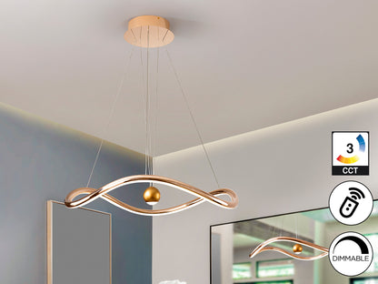 Lámpara de techo Romina Dorado con brillo LED integrado, moderna y regulable, de Schuller para comedor y salón.