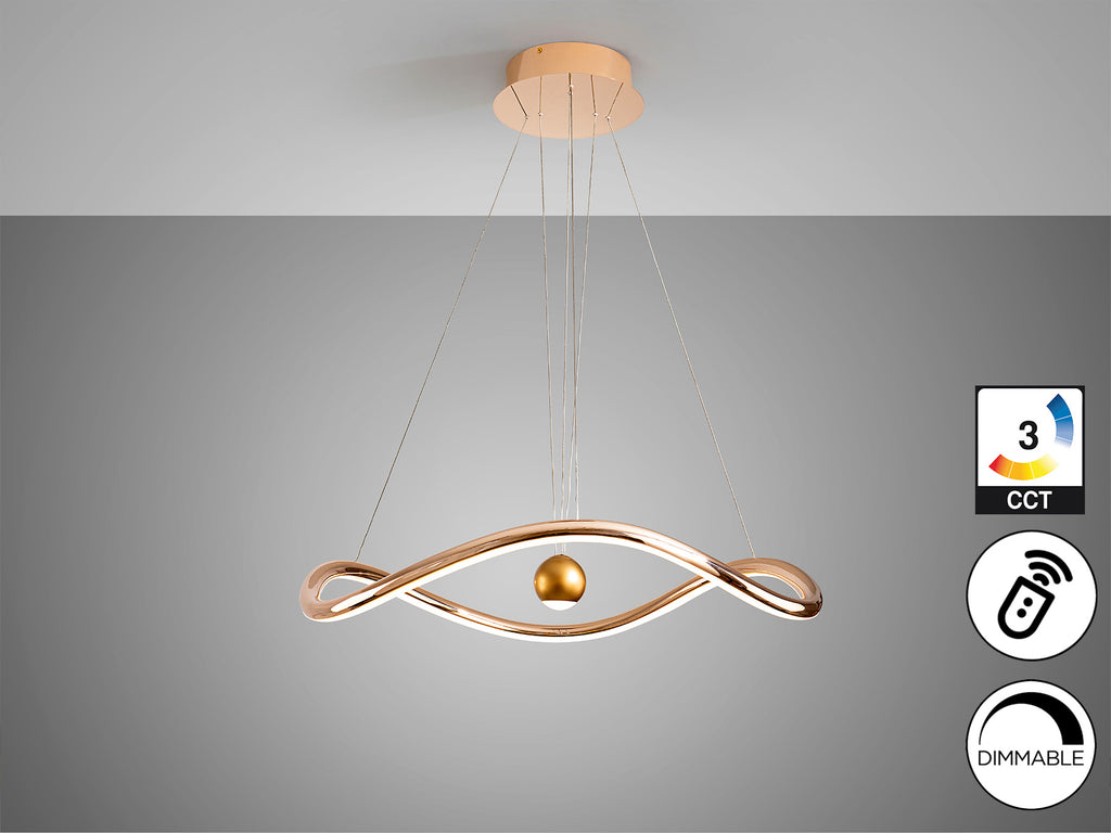 Lámpara de Techo Romina Dorado Brillo Schuller LED Integrado Regulable para Comedor y Salón.