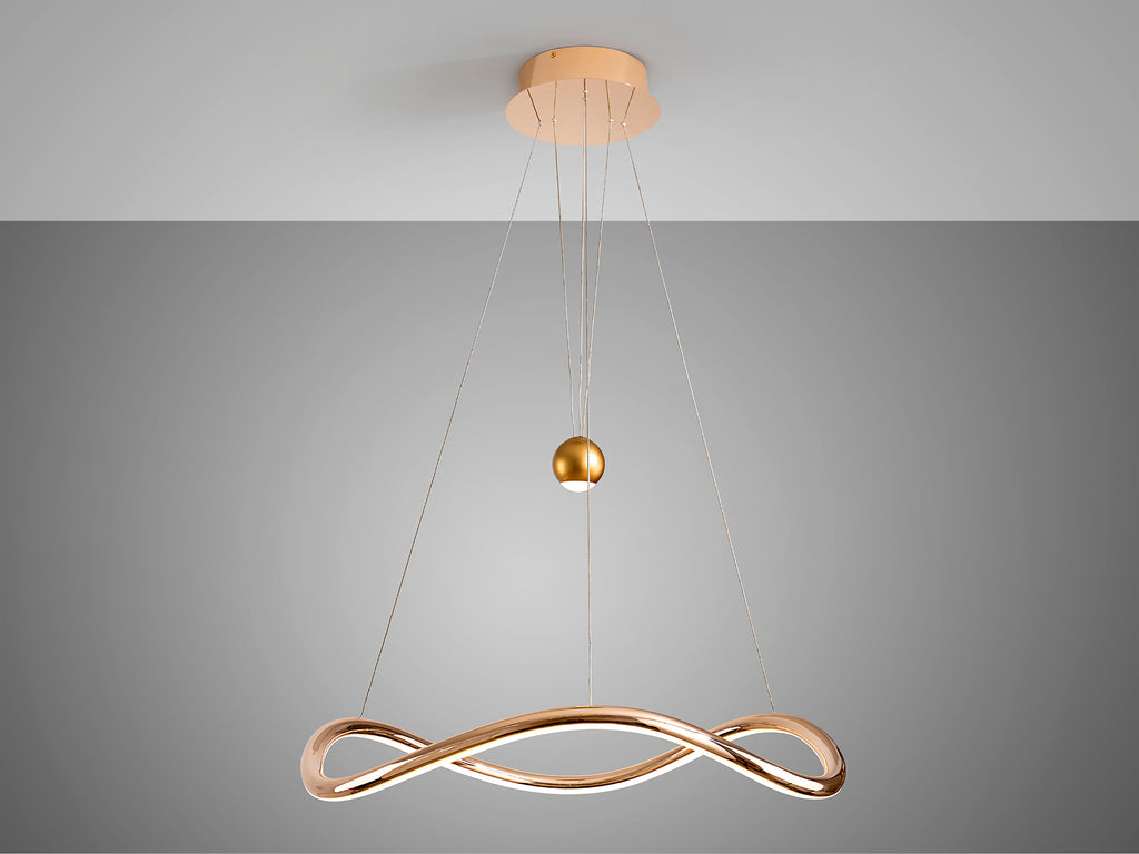 Lámpara de Techo Romina Dorado Brillo Schuller 227902, con LED Integrado regulable, ideal para Comedor o Salón en estilo Moderno y Glam.