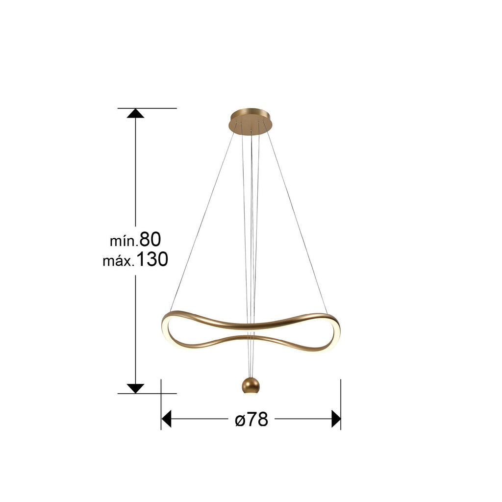 Medidas de Lámpara de techo Romina Dorado Brillo Schuller con LED integrado, diseño moderno y glam, regulable para comedor y salón. Modelo 227902.