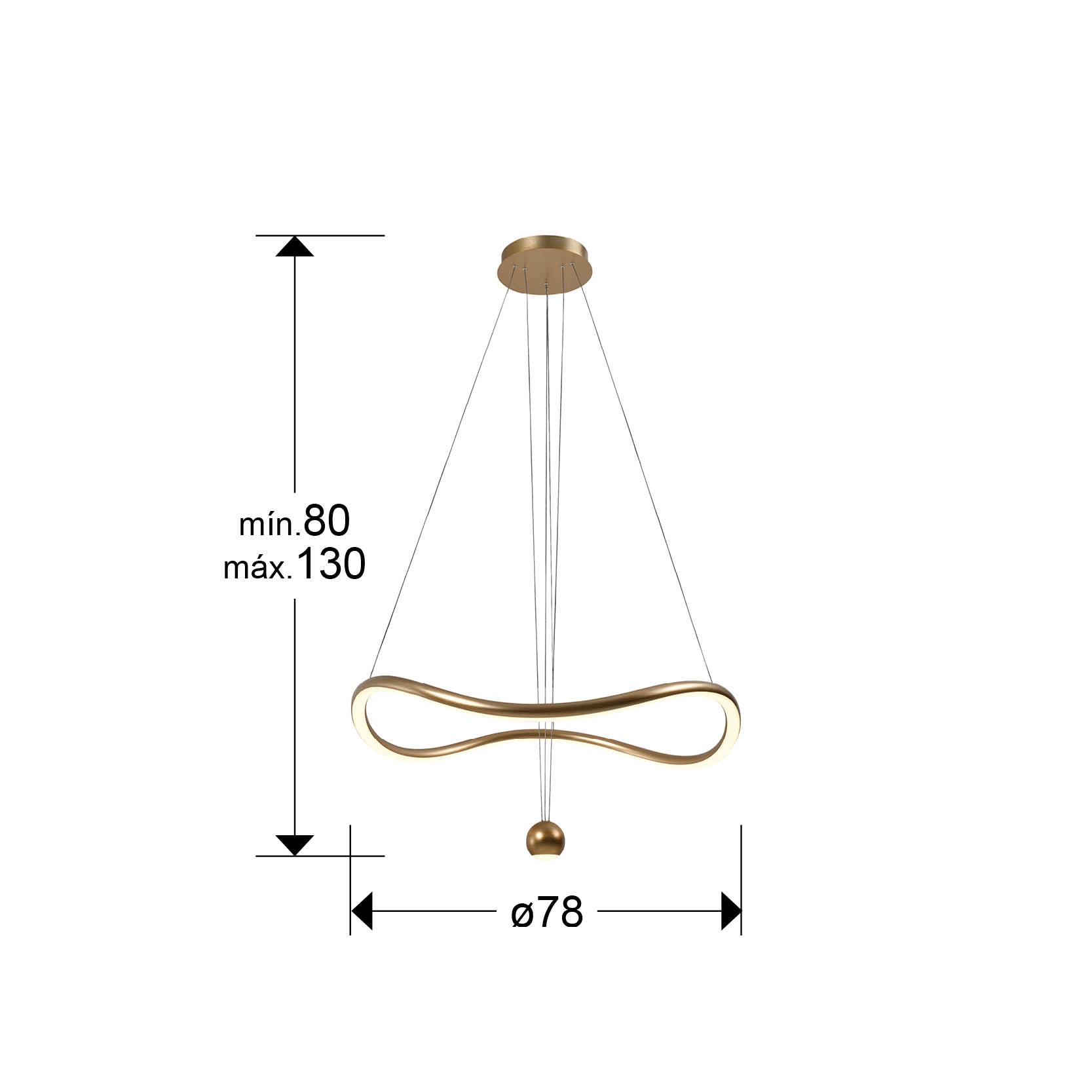 Medidas de Lámpara de techo Romina Dorado Brillo Schuller con LED integrado, diseño moderno y glam, regulable para comedor y salón. Modelo 227902.