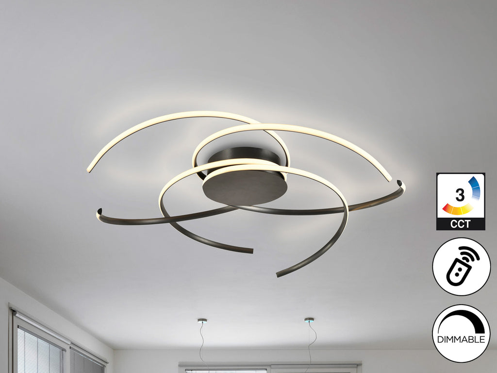 Plafón de Techo Cadence Negro Schuller, diseño minimalista moderno con LED integrado y gran diámetro.