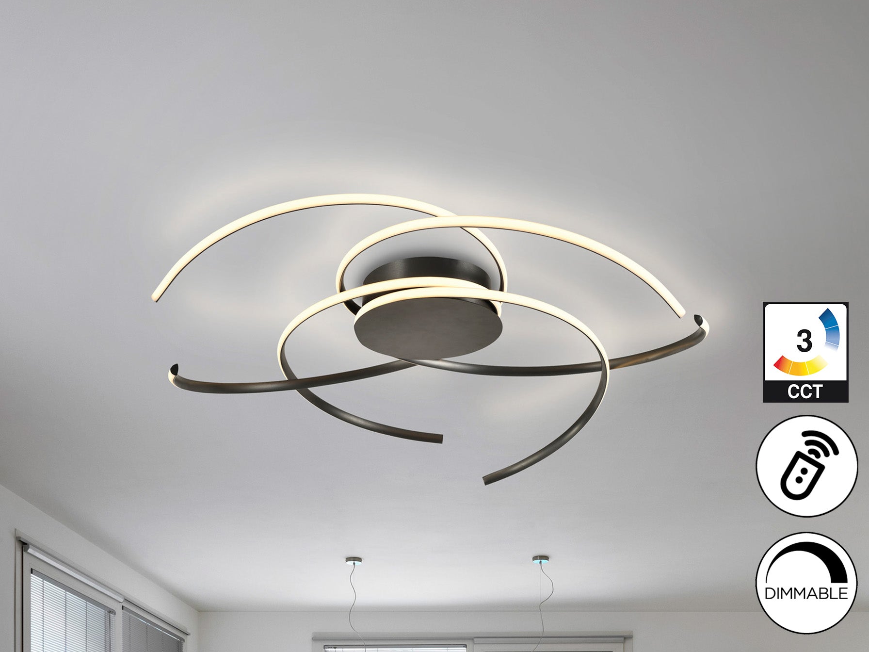 Plafón de Techo Cadence Negro Schuller, diseño minimalista moderno con LED integrado y gran diámetro.