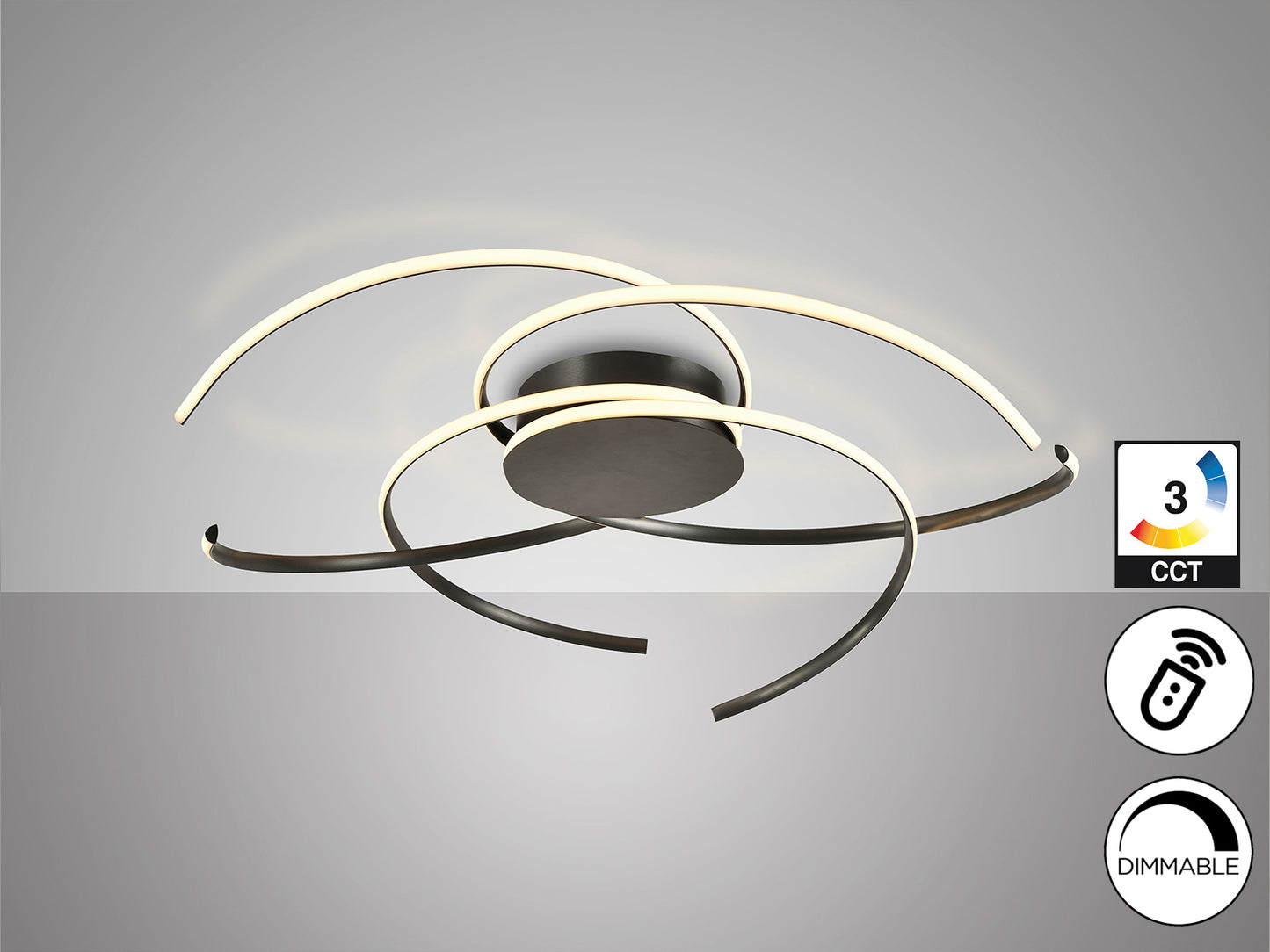 Plafón de Techo Cadence Negro Schuller, diseño minimalista moderno con LED integrado regulable, gran diámetro para comedor o salón. Modelo 228176.