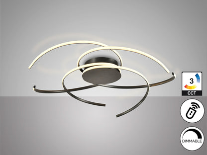 Plafón de Techo Cadence Negro Schuller, diseño minimalista moderno con LED integrado regulable, gran diámetro para comedor o salón. Modelo 228176.