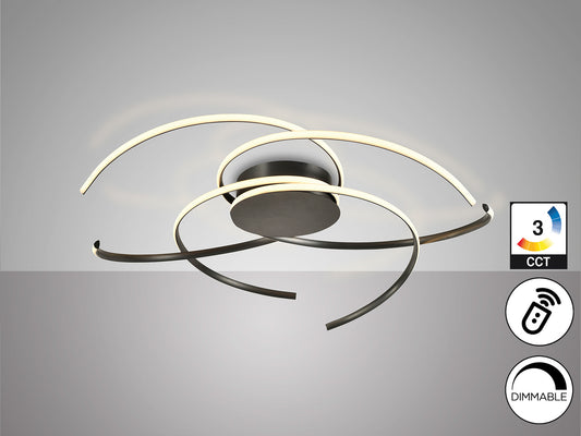 Plafón de Techo Cadence Negro Schuller, diseño minimalista moderno con LED integrado regulable, gran diámetro para comedor o salón. Modelo 228176.