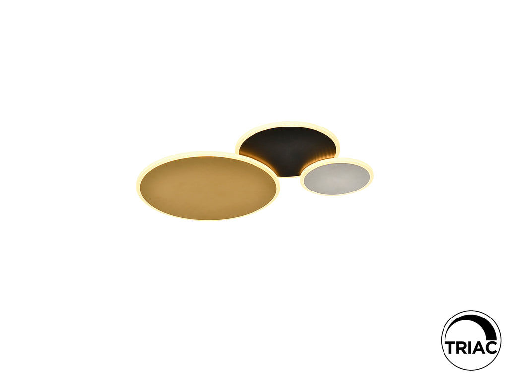 Plafón de techo Umbra en oro, negro y blanco de Schuller con LED dimmable y diseño moderno.