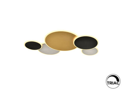 Plafón de Techo Umbra Gran en Oro, Negro y Blanco de Schuller, diseño moderno con LED dimmable para Comedor o Dormitorio.