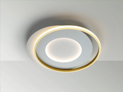 Plafón de Techo LED Limbos Blanco y Oro Schuller 245135, diseño moderno de aluminio y metal para salón.