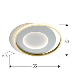 Medidas de Plafón de Techo Limbos Blanco y Oro Schuller - Lámpara LED moderna en aluminio y metal para salón.