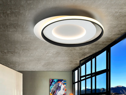 Plafón de techo LIMBOS blanco y negro Schuller, con LED integrado, diseño minimalista y moderno.