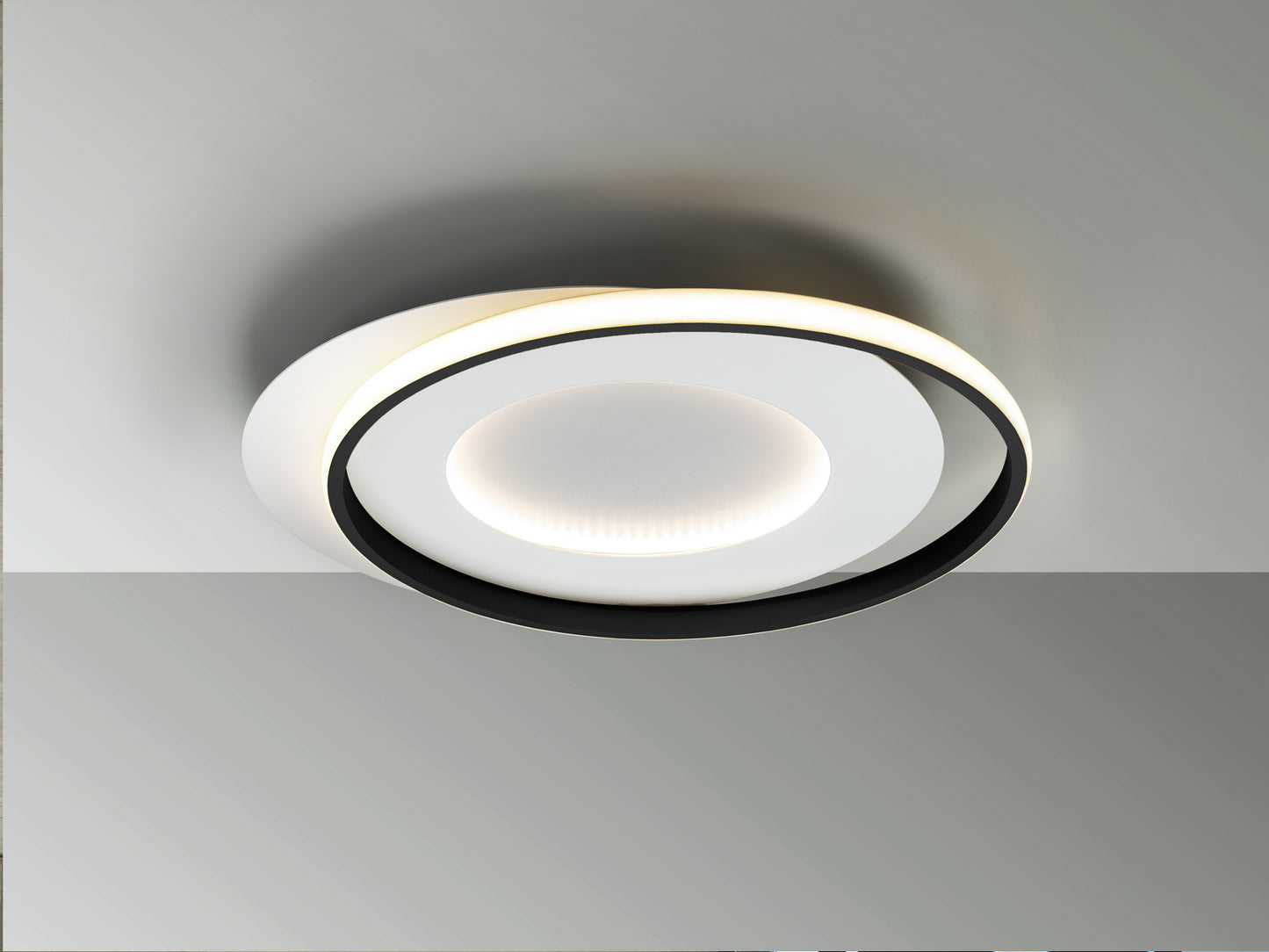 Plafón de techo LIMBOS blanco y negro Schuller, diseño minimalista moderno con LED integrado, ideal para salón.