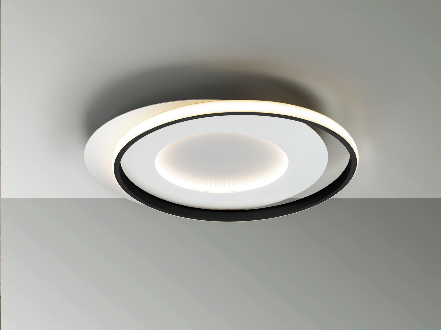 Plafón de techo LIMBOS blanco y negro Schuller, diseño minimalista moderno con LED integrado, ideal para salón.