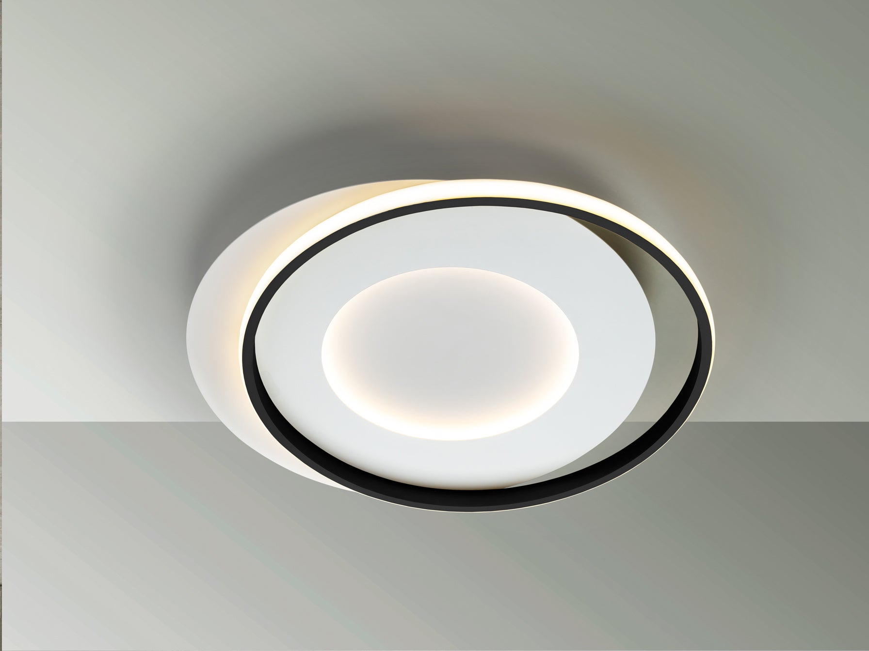 Plafón de techo LIMBOS en blanco y negro de Schuller, diseño minimalista moderno con LED integrado, para salón.