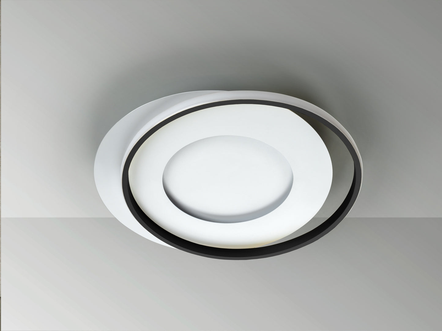 Plafón de techo LIMBOS en blanco y negro de Schuller, con LED integrado, diseño minimalista y moderno para salón.