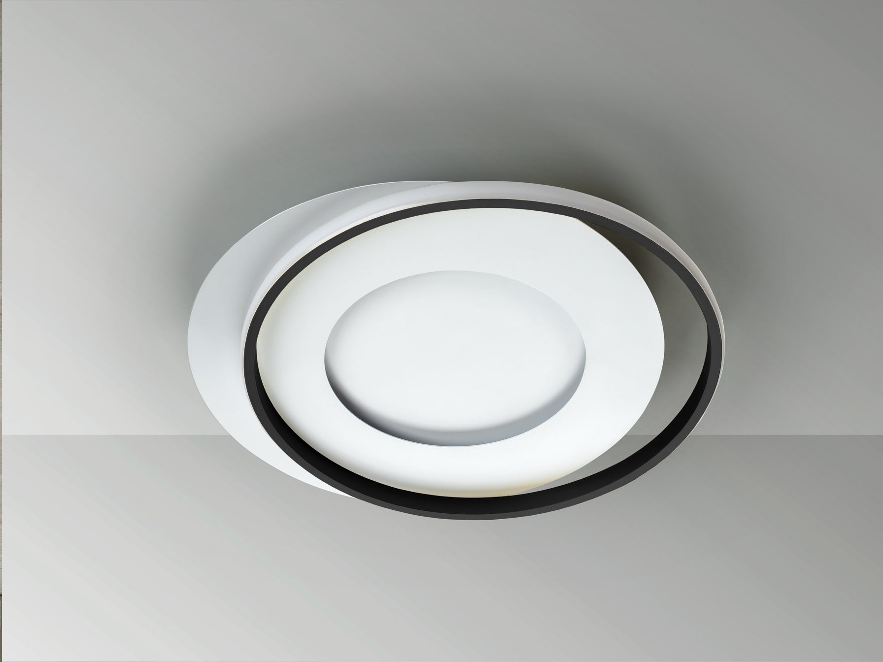 Plafón de techo LIMBOS en blanco y negro de Schuller, con LED integrado, diseño minimalista y moderno para salón.