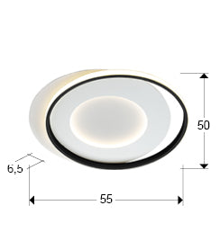 Medidas de Plafón de techo LIMBOS Schuller en blanco y negro con LED integrado, diseño minimalista y moderno en metal para salón.