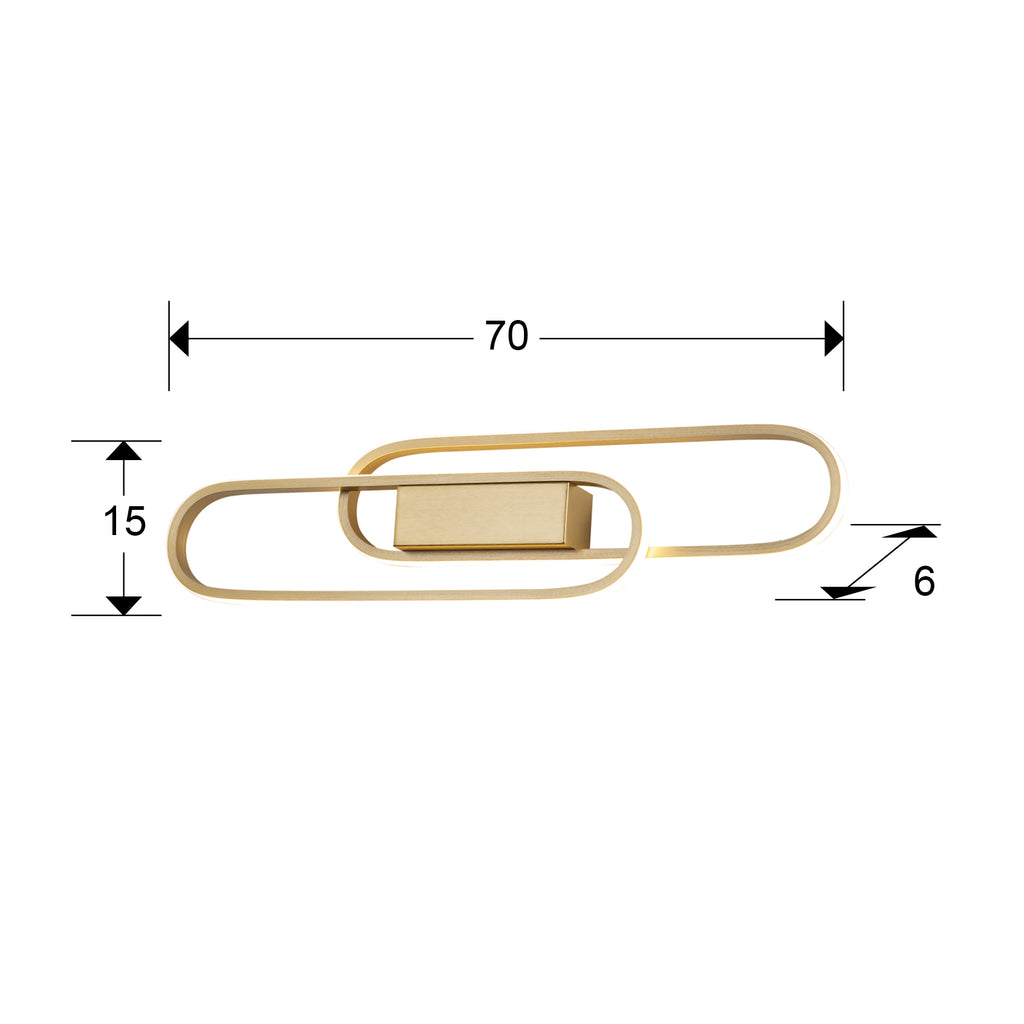 Medidas de Aplique de pared Odele 2L Dorado LED Schuller, lámpara moderna contemporánea para salón, fabricada en aluminio y metal.