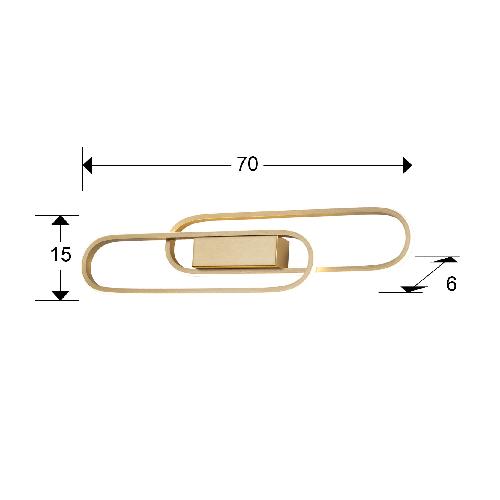 Medidas de Aplique de pared Odele 2L Dorado LED Schuller, lámpara moderna contemporánea para salón, fabricada en aluminio y metal.
