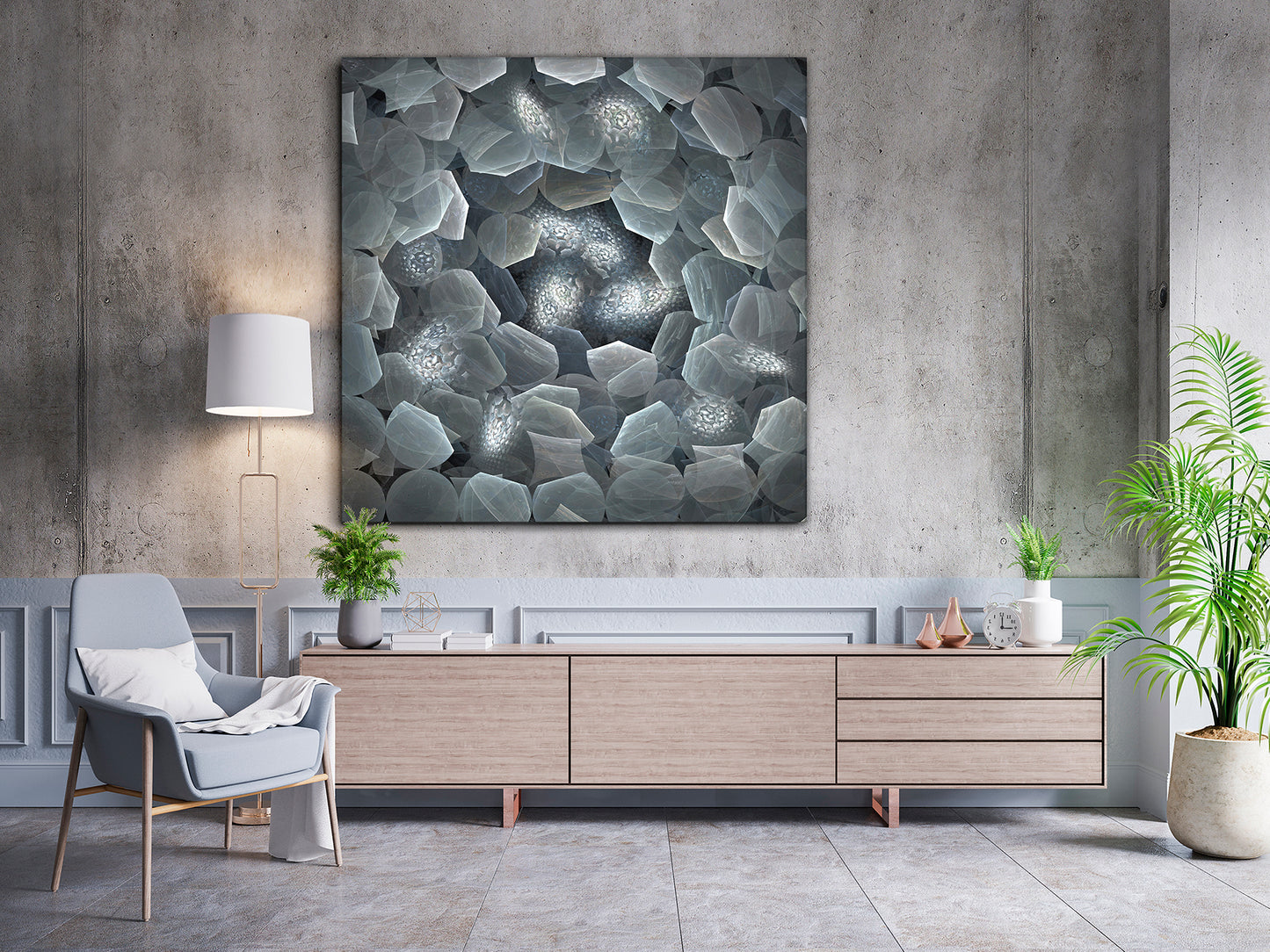 Cuadro decorativo Polaris 120x120 cm multicolor de Schuller, arte de pared en cristal templado para decoración moderna y minimalista.