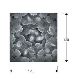 Medidas de Cuadro decorativo Polaris 120x120 cm multicolor Schuller, arte de pared moderna en cristal templado, decoración minimalista y gran formato.