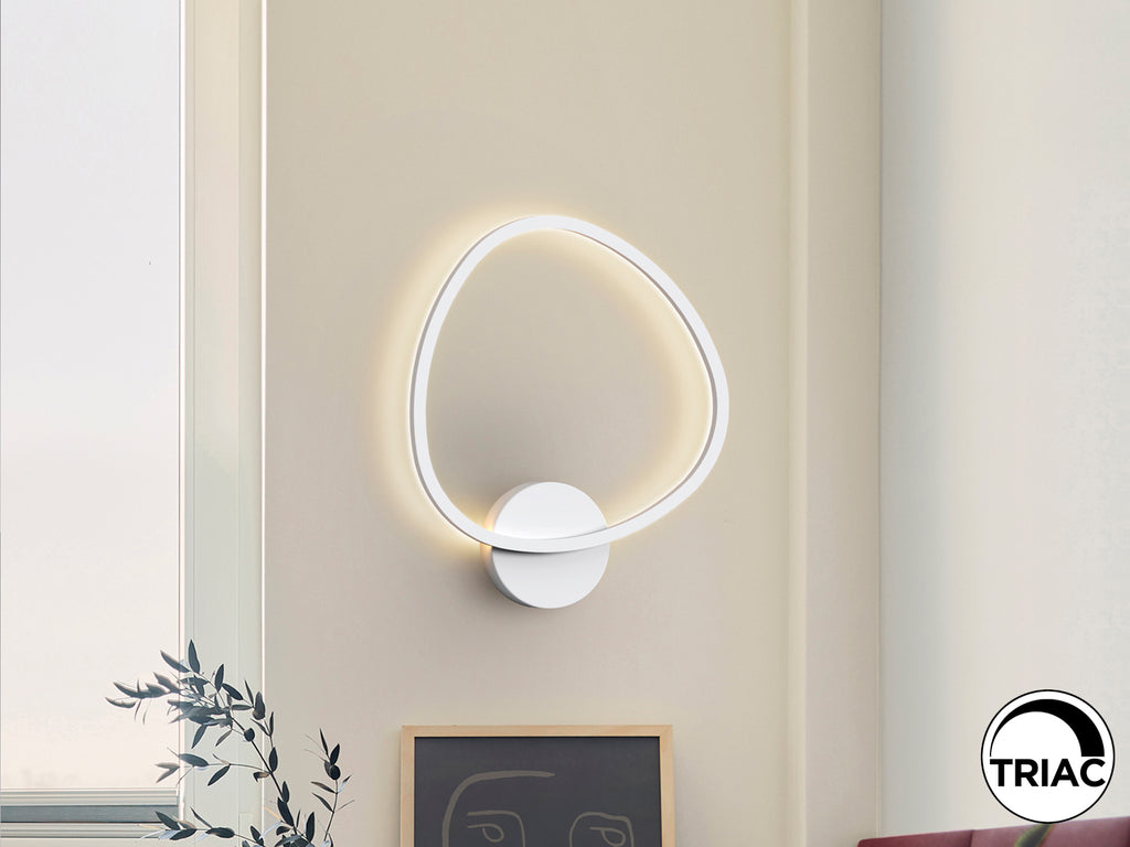 Aplique de pared Opalis blanco mate Schuller LED dimmable minimalista moderno para salón y dormitorio.