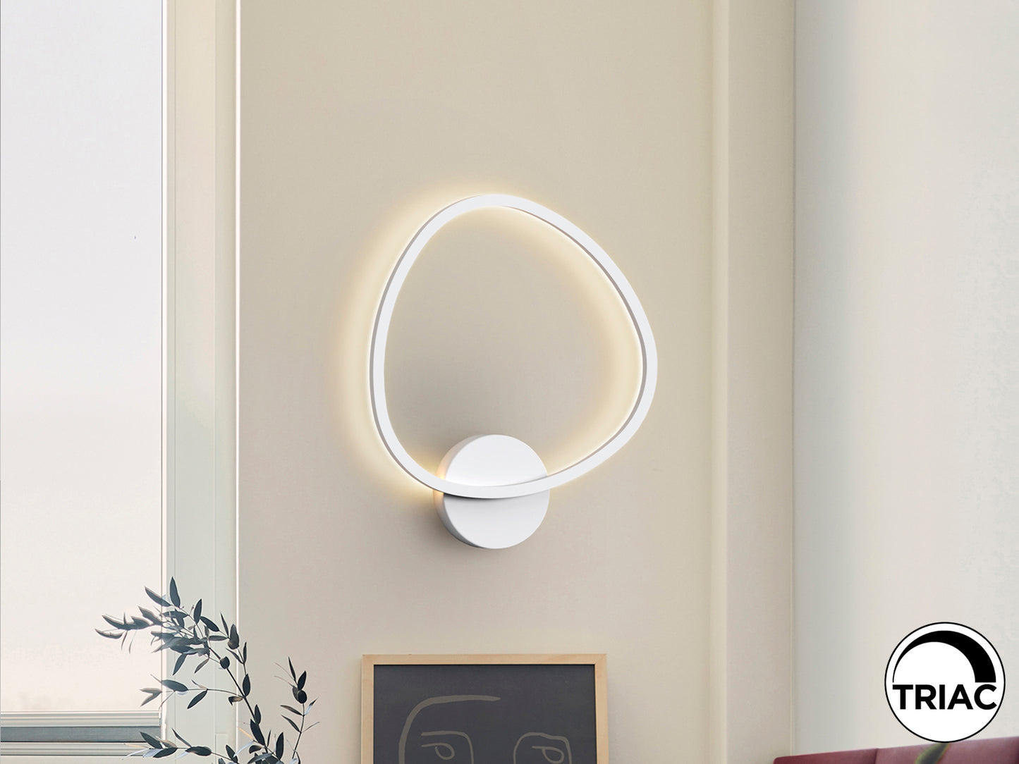 Aplique de pared Opalis blanco mate Schuller LED dimmable minimalista moderno para salón y dormitorio.