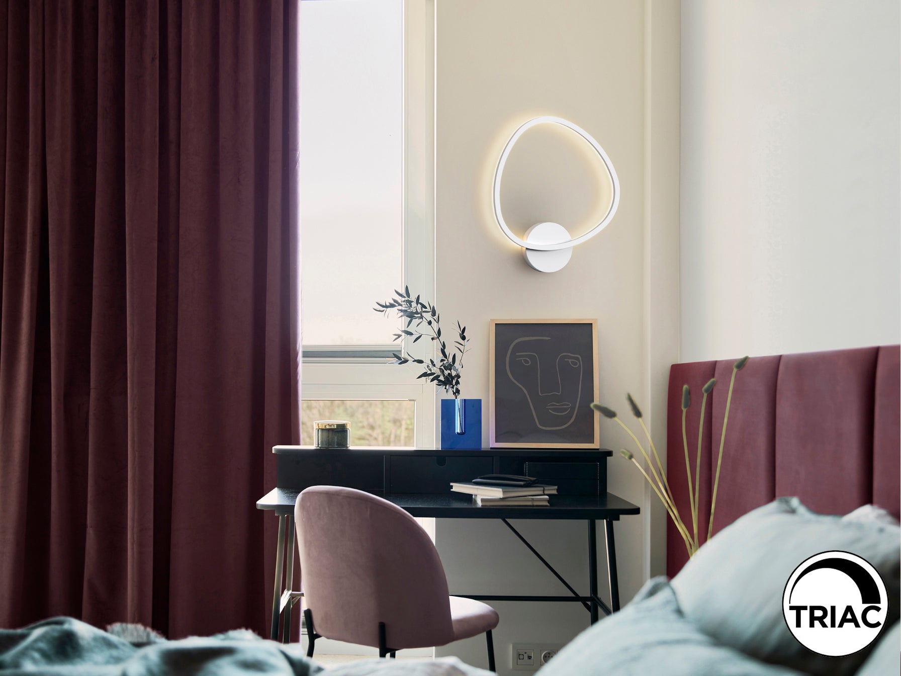 Aplique de pared Opalis blanco mate Schuller 259040, diseño minimalista moderno LED con luz cálida dimmable, ideal para dormitorio, pasillo y salón.