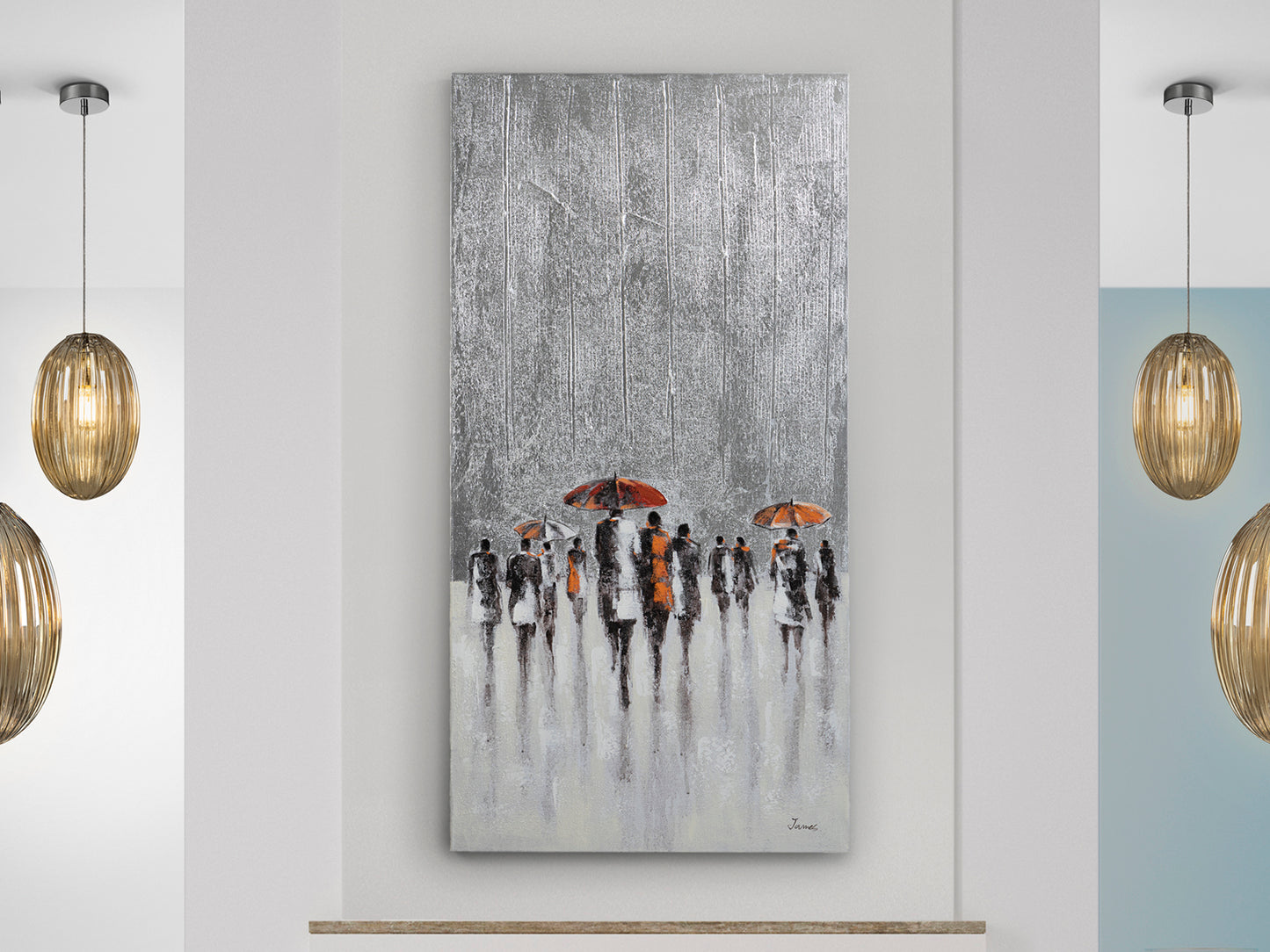 Cuadro acrílico Llueve Schuller 263474 - Arte abstracto contemporáneo en lienzo 70x140 cm para decoración moderna de hogar y pared.