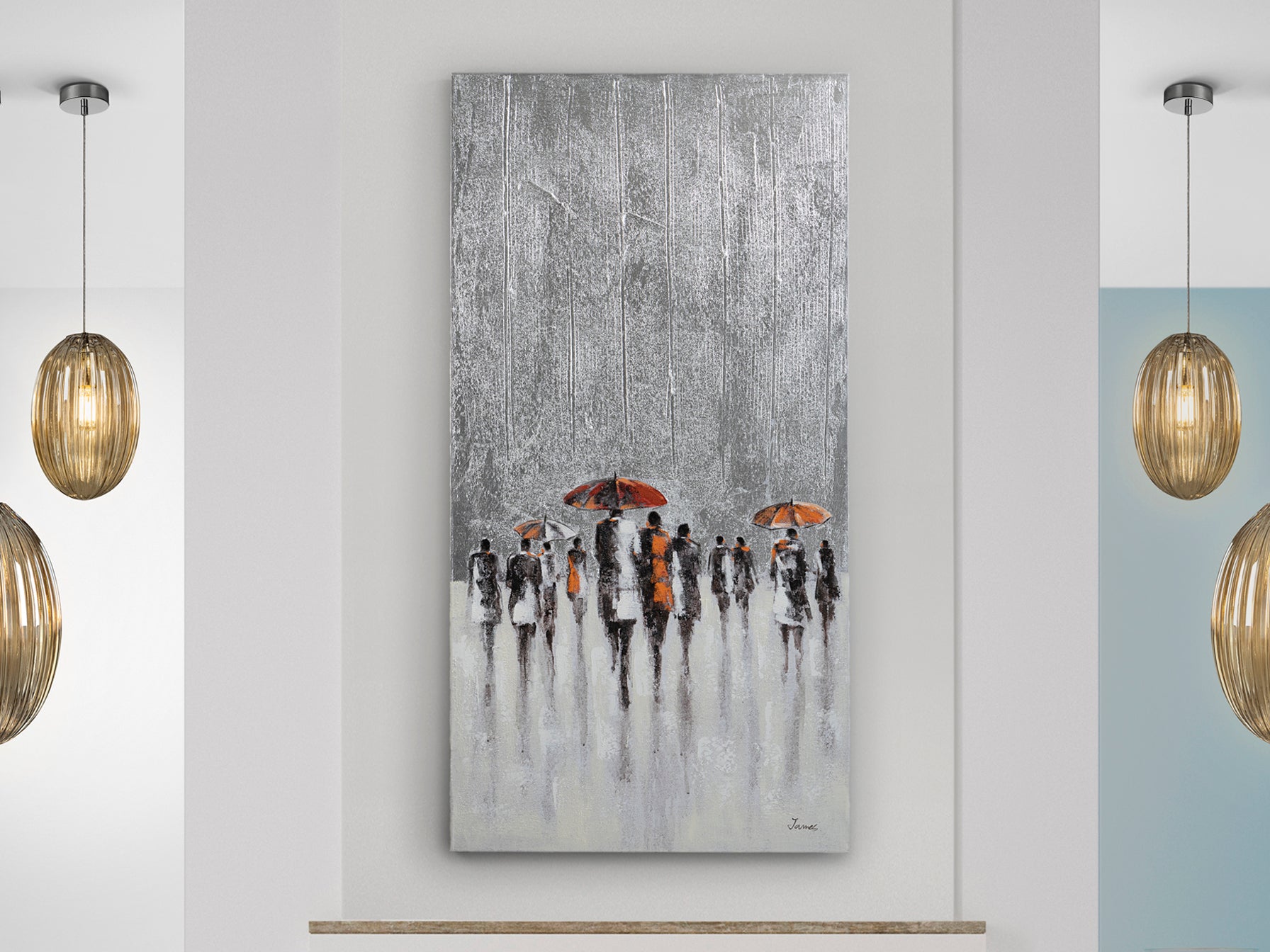 Cuadro acrílico Llueve Schuller 263474 - Arte abstracto contemporáneo en lienzo 70x140 cm para decoración moderna de hogar y pared.