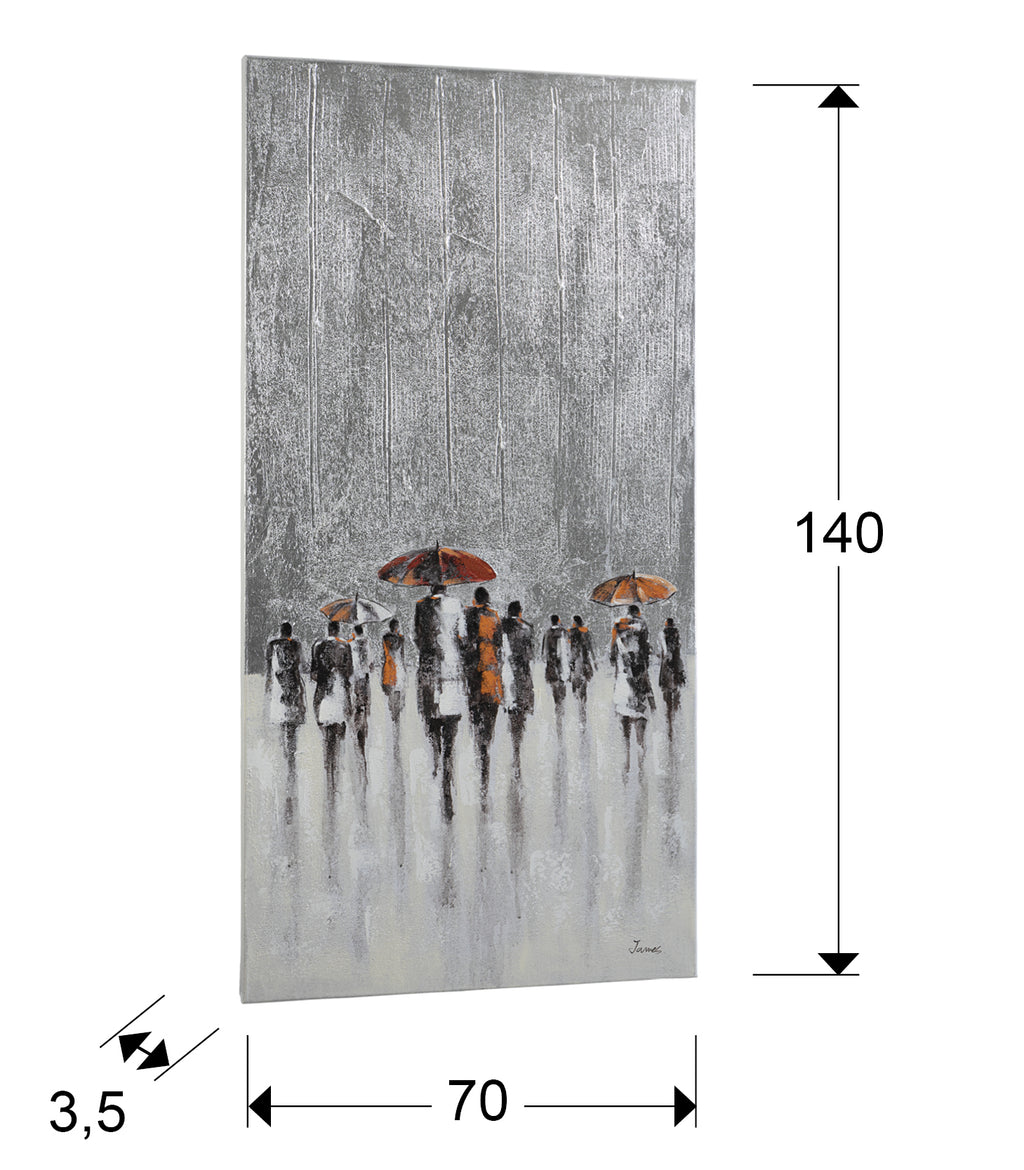 Medidas de Cuadro acrílico abstracto Llueve de Schuller 263474, pintura moderna en lienzo 70x140 para decoración hogar y sala de estar.