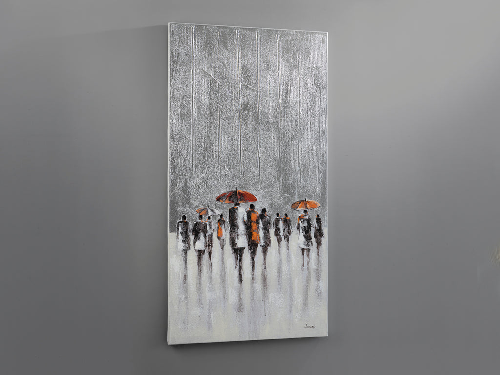 Cuadro acrílico abstracto Llueve Schuller 263474, pintura moderna en lienzo 70x140 cm para decoración hogar.