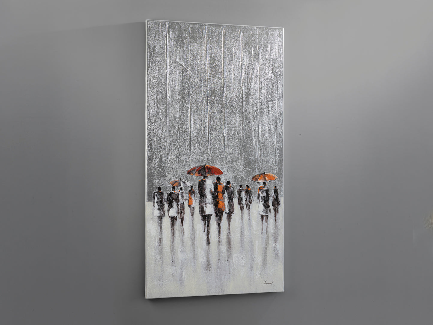 Cuadro acrílico abstracto Llueve Schuller 263474, pintura moderna en lienzo 70x140 cm para decoración hogar.