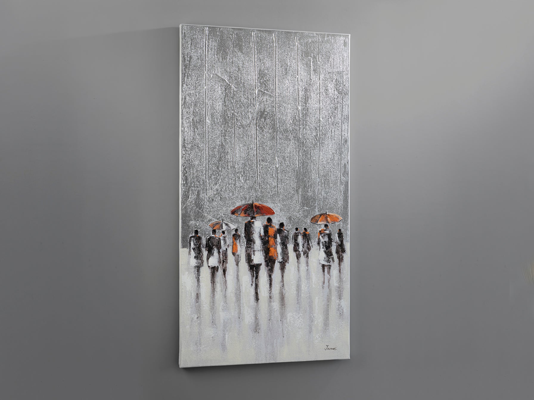 Cuadro acrílico abstracto Llueve Schuller 263474, pintura moderna en lienzo 70x140 cm para decoración hogar.