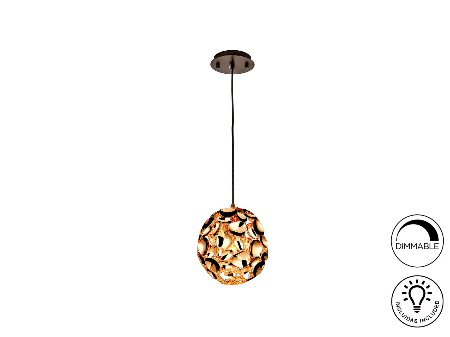 Lámpara de techo Narisa oro rosa Schuller, diseño moderno metálico, regulable en altura para salón.