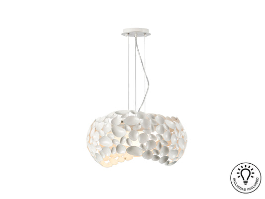 Lámpara de techo Narisa en blanco mate de Schuller, diseño moderno y nórdico, con acrílico y metal, regulable en altura, modelo 266290.