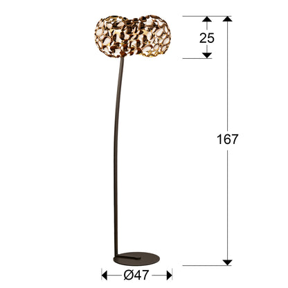 Medidas de Lámpara de pie Narisa Oro Rosa Schuller moderna, con acrílico y metal, ideal para salón.