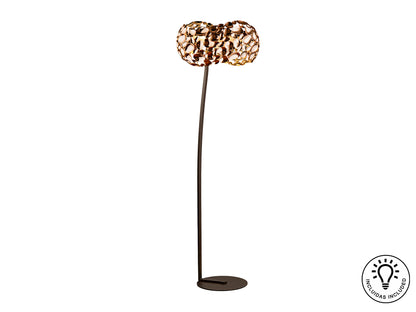 Lámpara de pie Narisa Oro Rosa Schuller, diseño moderno con acrílico y metal, ideal para salón.