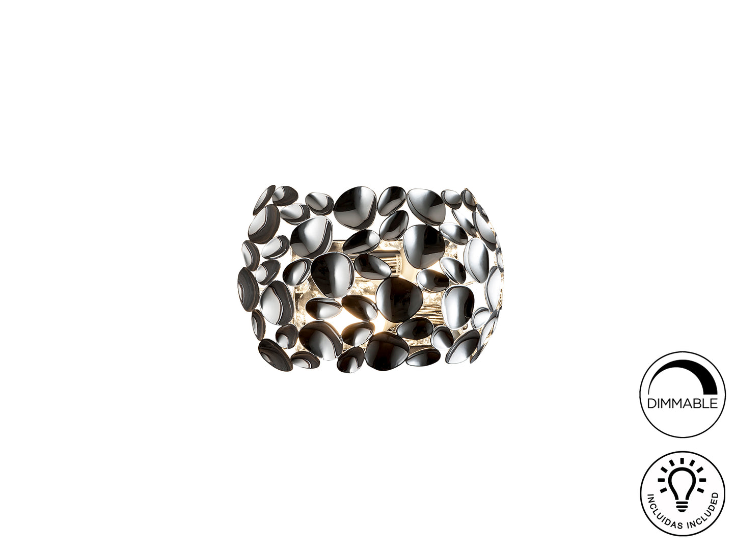 Aplique Narisa Cromado Schuller 266724 - Luz minimalista moderna con 2 luces de metal para pasillo o salón.