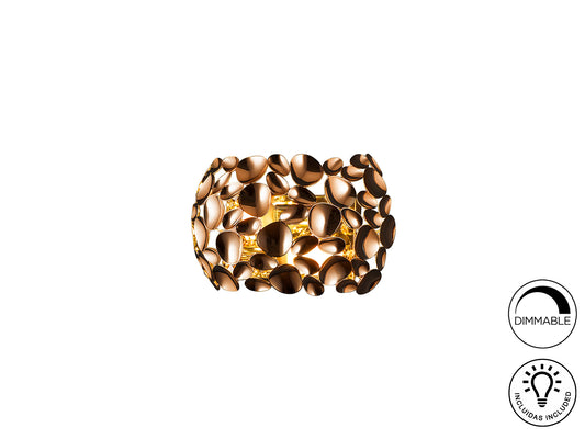 Aplique de pared Narisa en oro rosa Schuller 266782N, estilo Art Deco y Contemporáneo para dormitorio o salón.