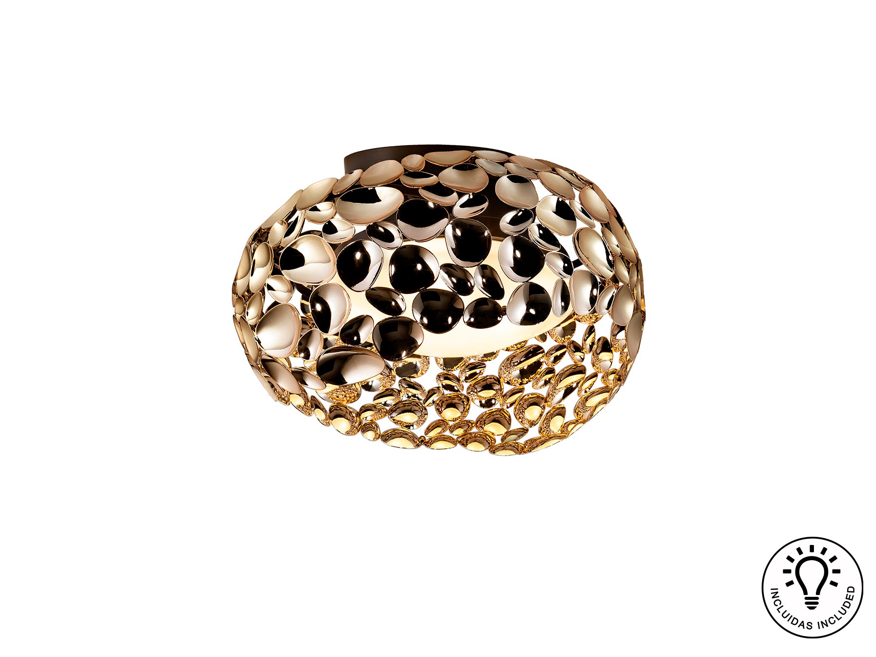 Plafón de Techo Narisa Ø47 cm Oro Rosa Schuller con 5 Luces, Diseño Moderno en Acrílico y Metal para Baño y Salón.