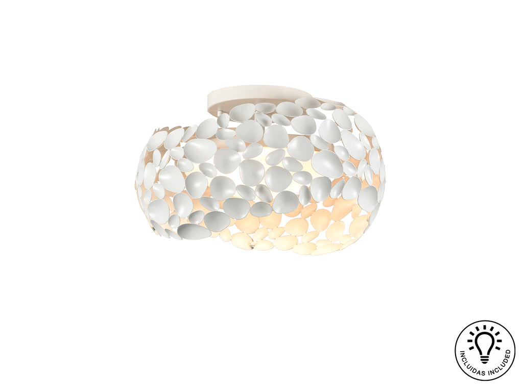 Plafón de techo Narisa 5 luces blanco mate Schuller, diseño minimalista moderno en acrílico y metal para dormitorio o salón.