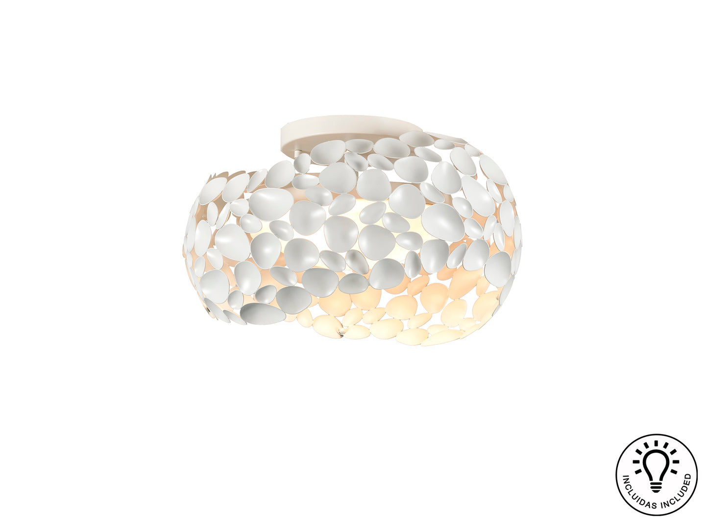 Plafón de techo Narisa 5 luces blanco mate Schuller, diseño minimalista moderno en acrílico y metal para dormitorio o salón.