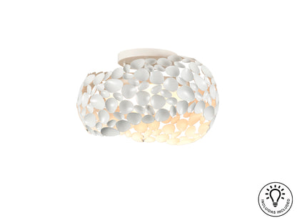 Plafón de techo Narisa 5 luces blanco mate Schuller, diseño minimalista moderno en acrílico y metal para dormitorio o salón.